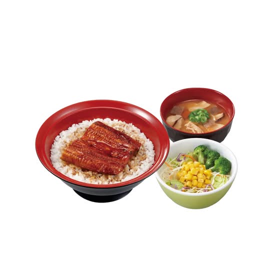 うな丼とん汁サラダセット Teriyaki Eel Bowl & Pork miso soup and Salad set