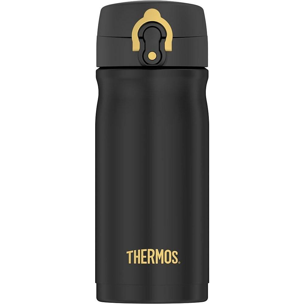 Thermos Stainless Steel Direct Drink Bottle, 12 Oz., Matte Black/Gold (jmy3507bk4)