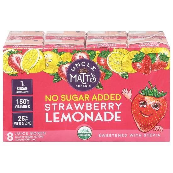 Uncle Matt's Organic Strawberry Lemonade Juice (8 ct, 6.75 fl oz)