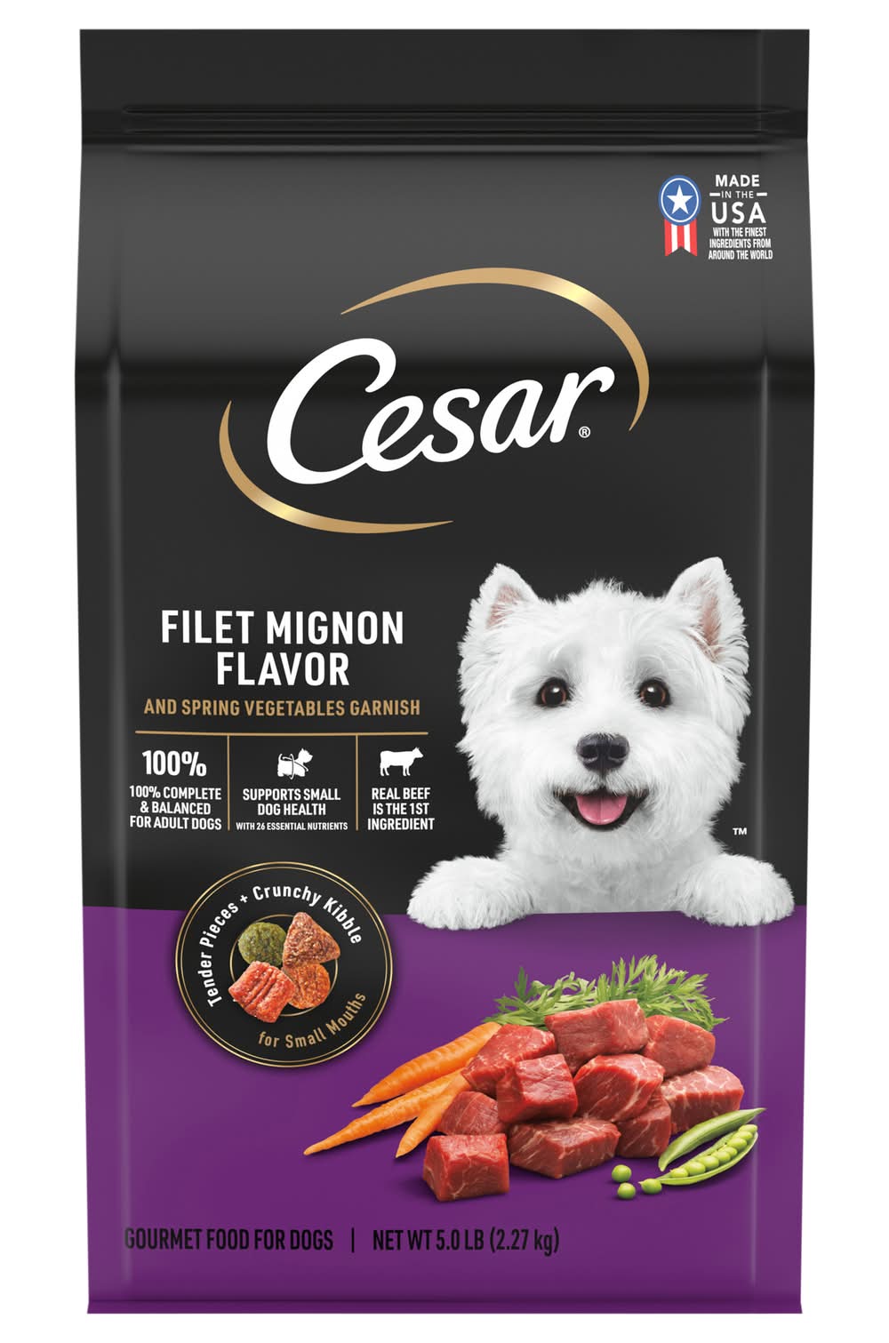 Cesar Spring Vegetables Garnish Gourmet Food For Dogs, Filet Mignon, Adult (5 lbs)