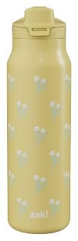 zak! Vanilla Posy Stainless Steel Manual Chug Bottle 24oz, Yellow