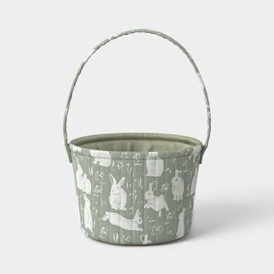 Linen Quilted Easter Basket Green Bunny Printing - Threshold™