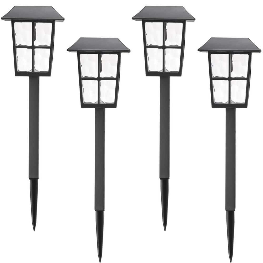 Hampton Bay Archer Black Integrated Led Weather Resistant Outdoor Solar Path Light (4-Pack)