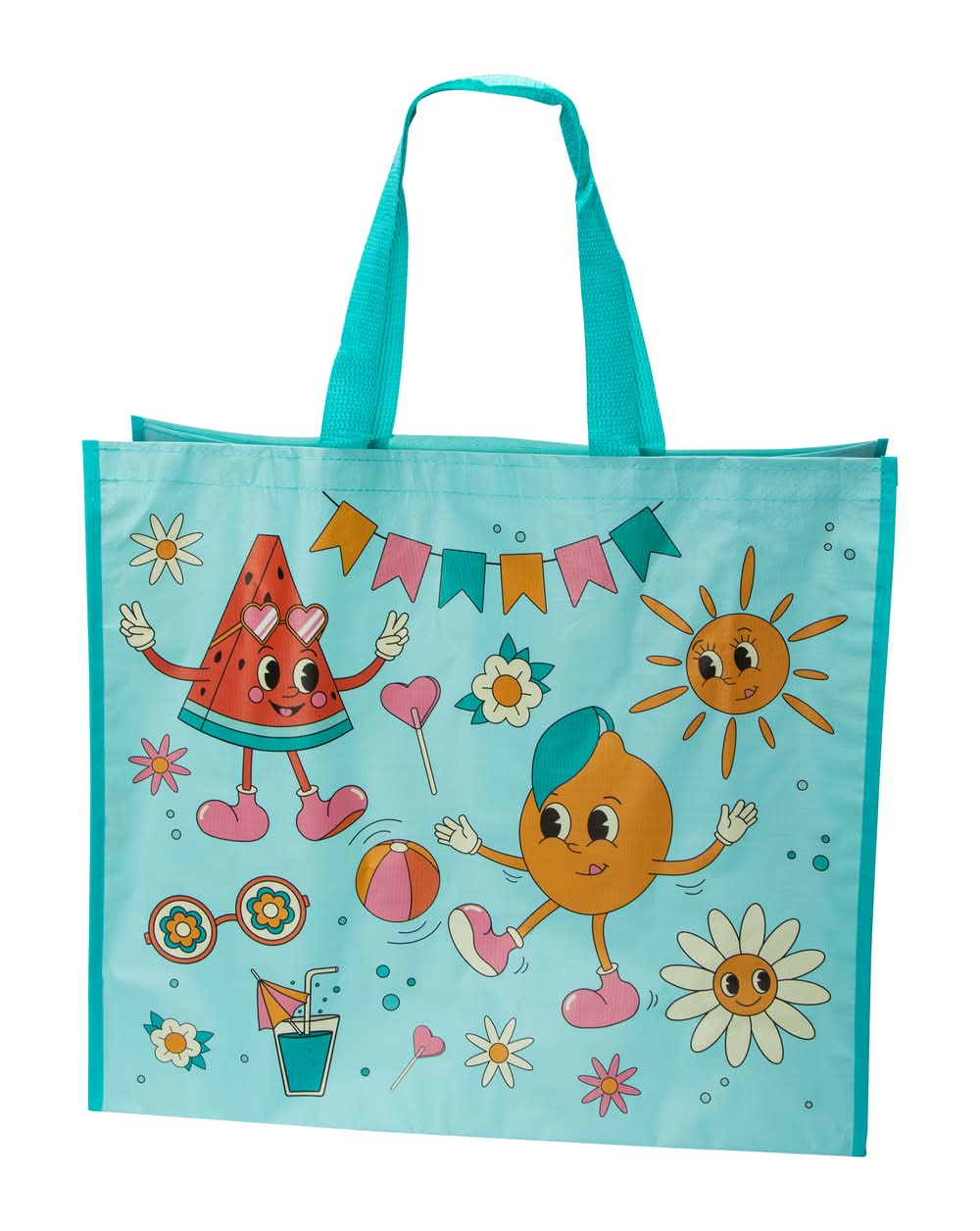 Summer Woven Shopper Tote Bag Lemonade