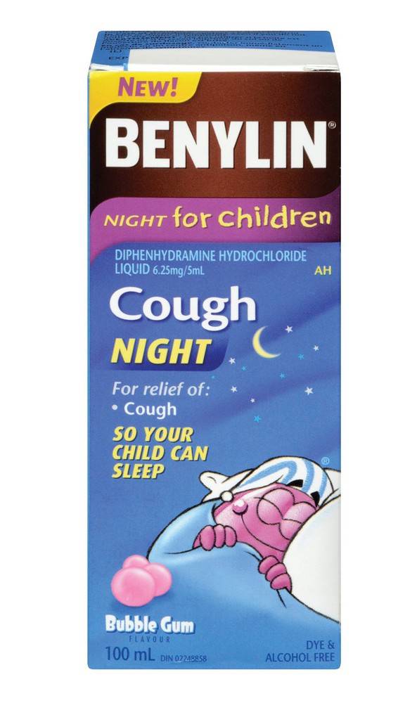 Benylin Children Night Cough Relief Bubble Gum Syrup (100 g)