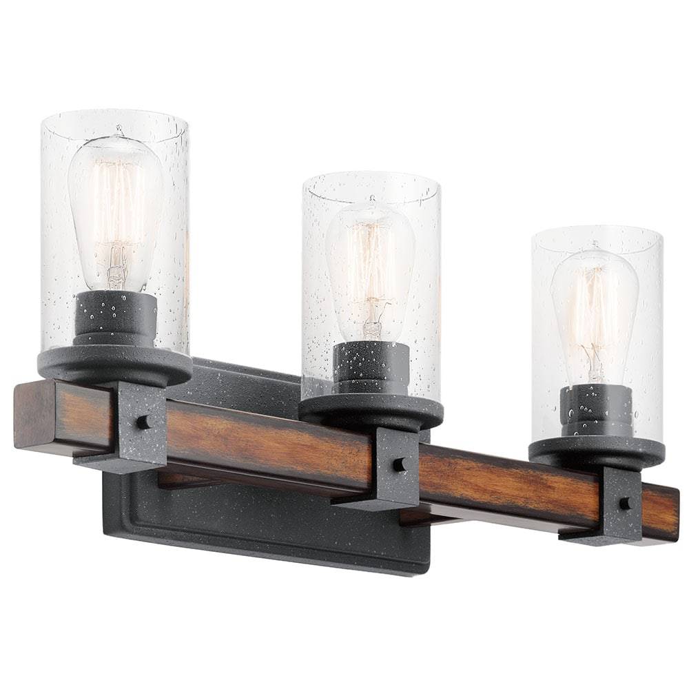 Kichler Barrington 22-in 3-Light Distressed Black Rustic Vanity Light | 37418A