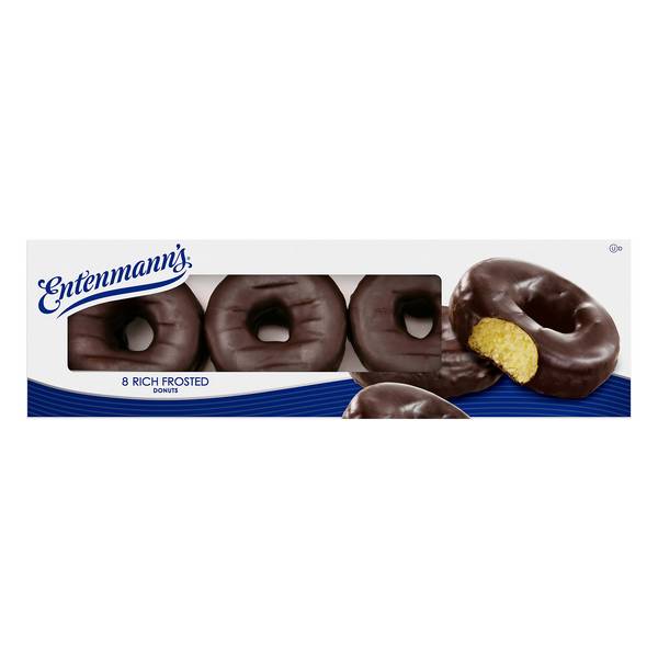 Entenmann's - Single Rich Frosted Chocolate Donuts, 8 Ct, 2 Pk (1X8|Case of 1)