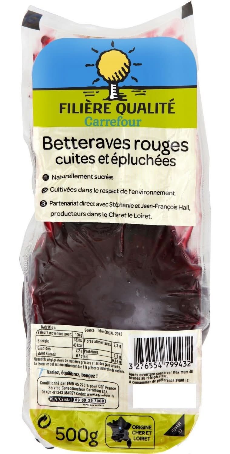 Carrefour - Betteraves rouges cuites et épluchées (500g)