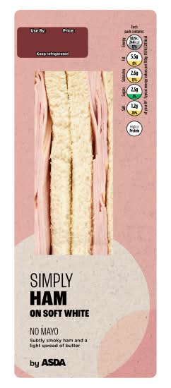 ASDA Simply Ham on Soft White Sandwich