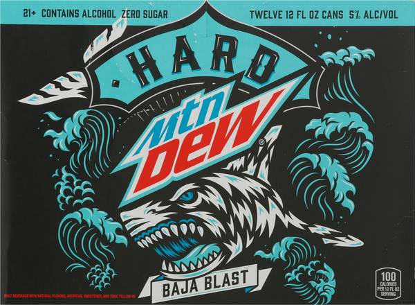 Mtn Dew Hard Zero Sugar Baja Blast Malt Beverage(12 ct , 12 fl oz )