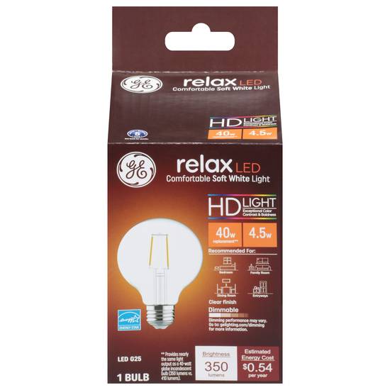 Ge 40w Eq Hd Relax G25 1ct Clear (ea)