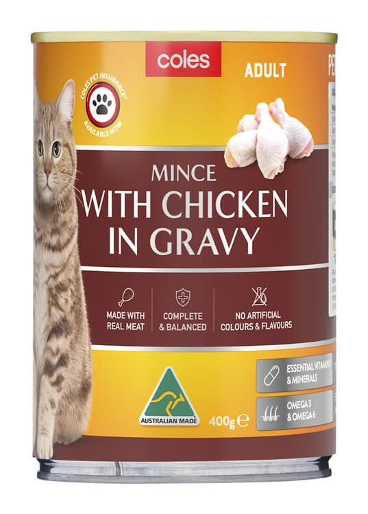 Coles Mince With Chicken Gravy For Adult Cat Food (400g)