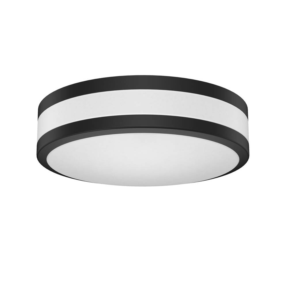 Project Source Hobart 1-Light 11-in Matte Black Indoor/Outdoor LED Flush Mount Light | MXL1182-L130K9027