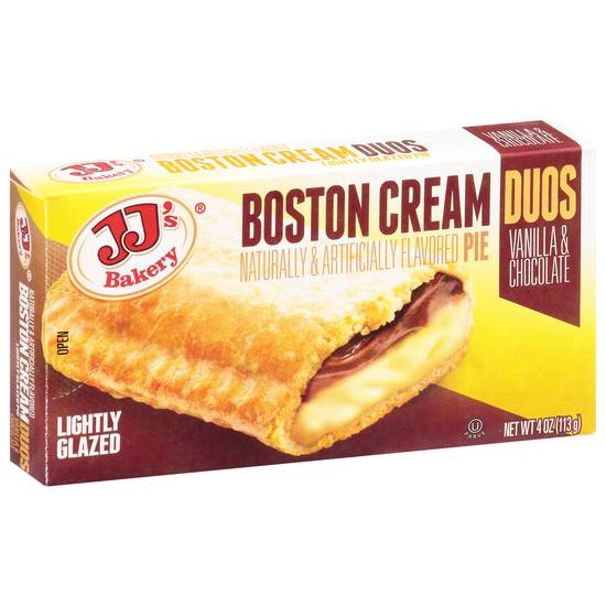 Jj's Bakery Lightly Glazed Duos Vanilla & Chocolate Boston Cream Pie