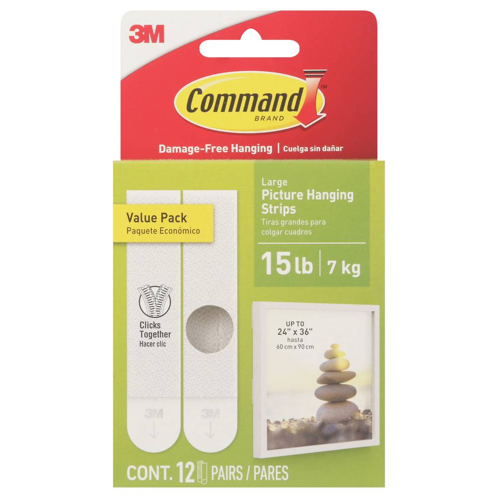 Command Damage-Free Hanging Large Strips (12 ct)