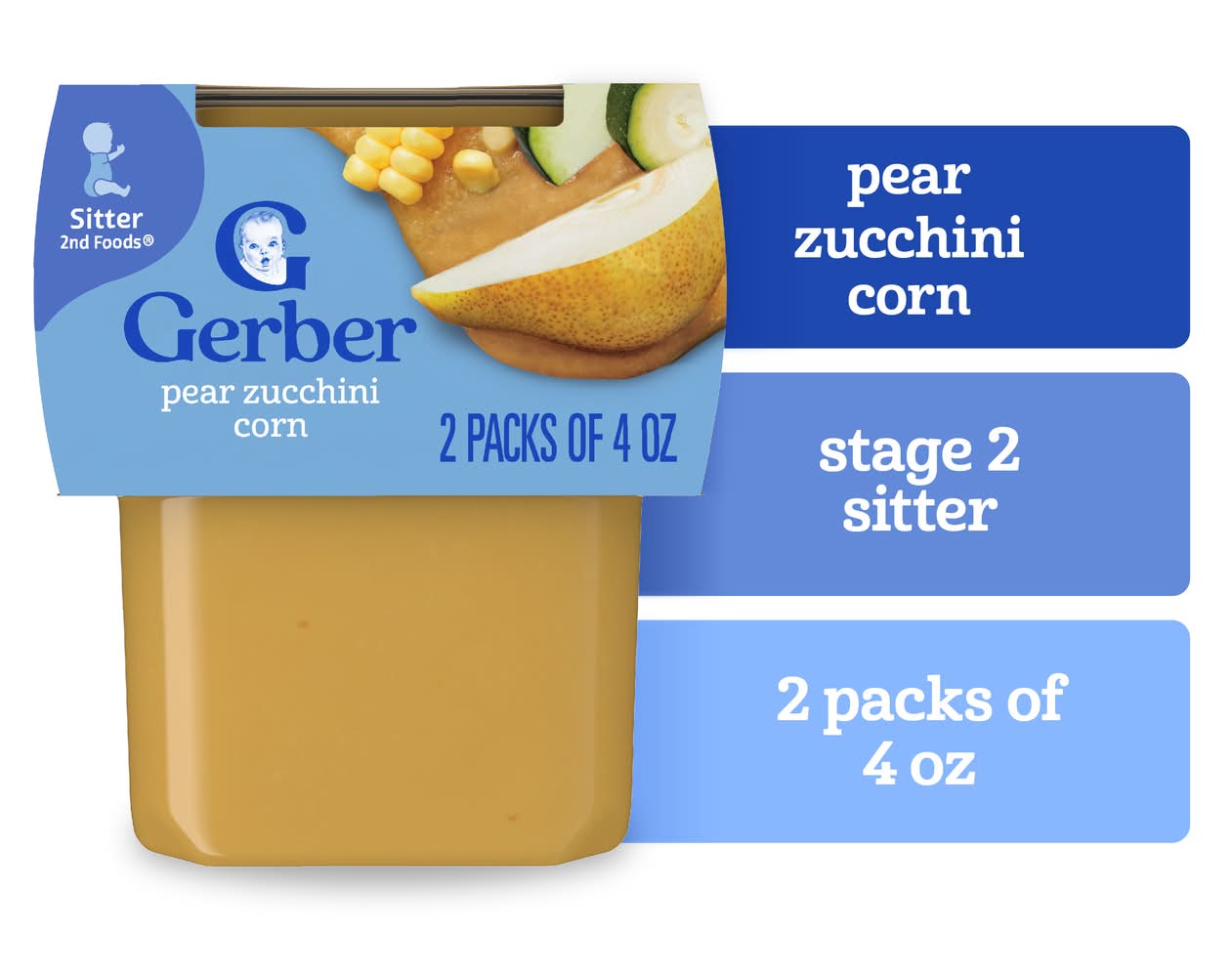 Gerber Natural For Baby 2nd Foods Sitter Pear Zucchini & Corn (8 oz)
