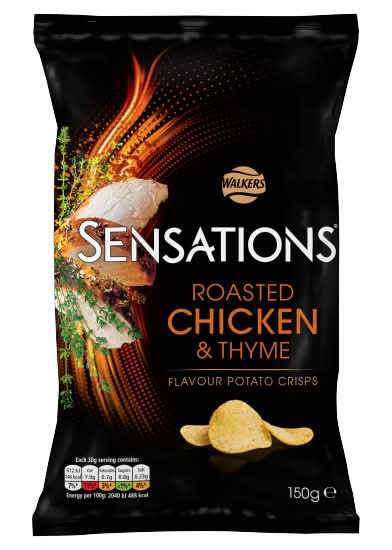 Walkers Roasted Chicken-Thyme, Sensations Potato Crisps (150g)