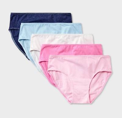 Girls' 5pk Underwear Briefs - Dealworthy™ Blue/Pink M: Mid Rise, Pull-On