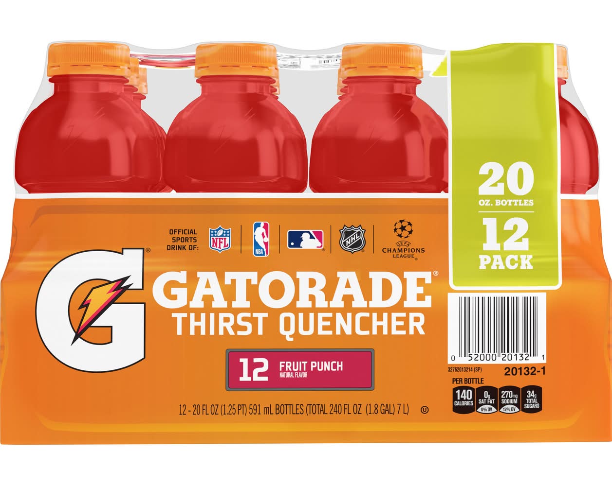 Gatorade Thirst Quencher Sports Drink, Fruit Punch (12 x 20 fl oz)