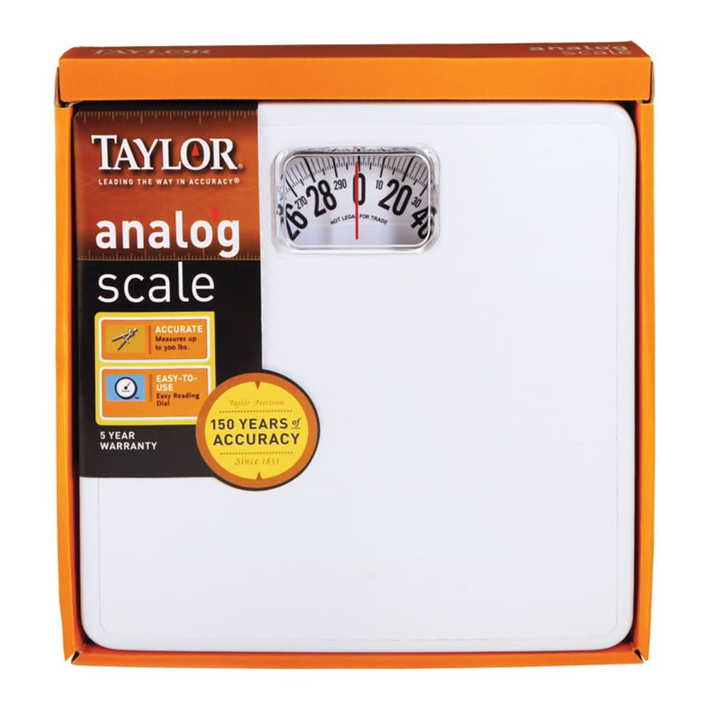 Taylor 300 Lb Analog Bathroom Scale White