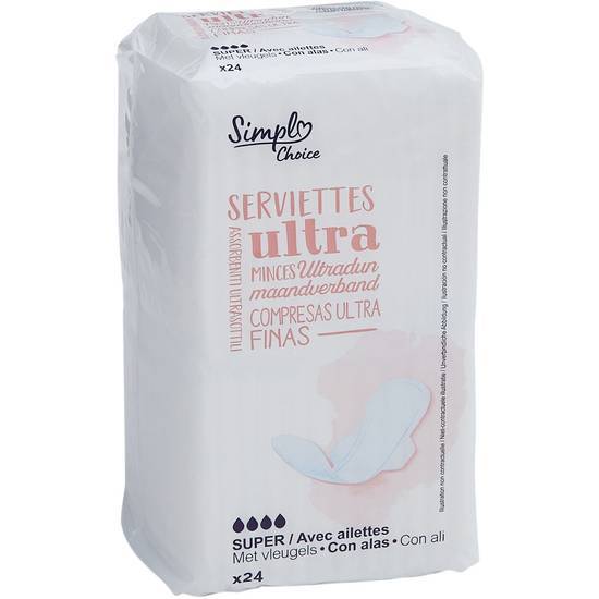 Simpl - Serviettes hygiéniques ultra minces super avec ailettes, female (24)