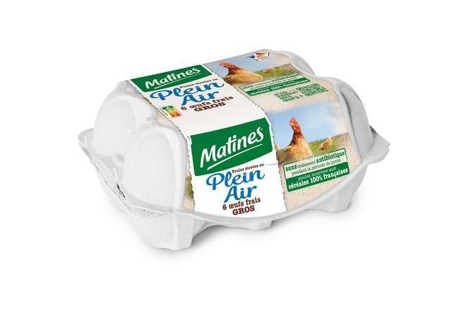 Matines - Plein air gross œufs sans antibiotique (6 pièces)