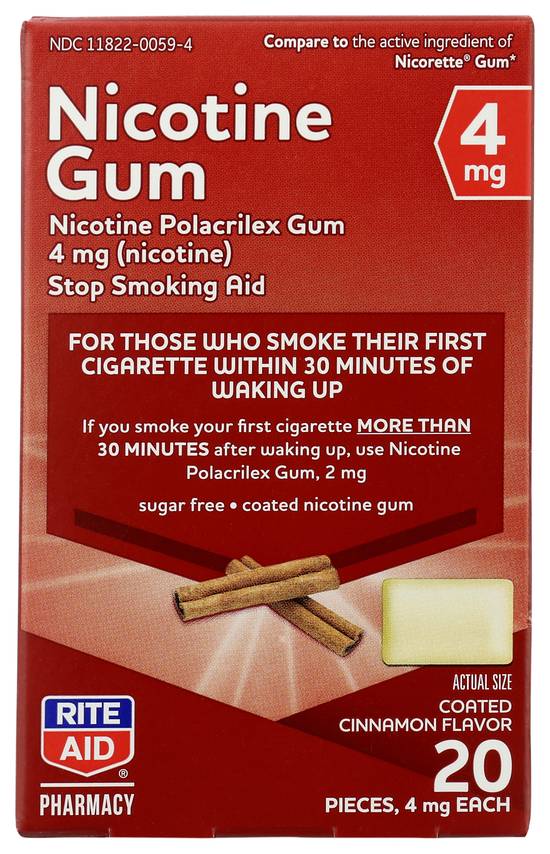 Rite Aid Nicotine Gum - Cinnamon, 4mg, 20 ct