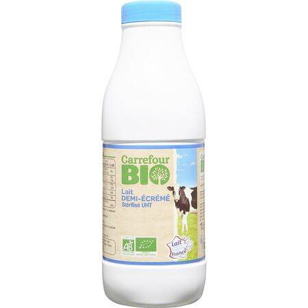 Carrefour Bio - Lait demi écremé stérilisé uht (1L)