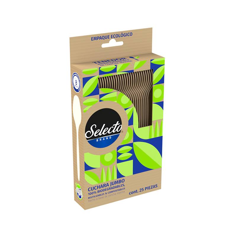 Selecto · Cuchara compostable, Jumbo (25 un)