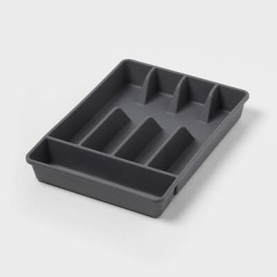 Brightroom 5 Compartment Plastic Drawer Organizer, Gray