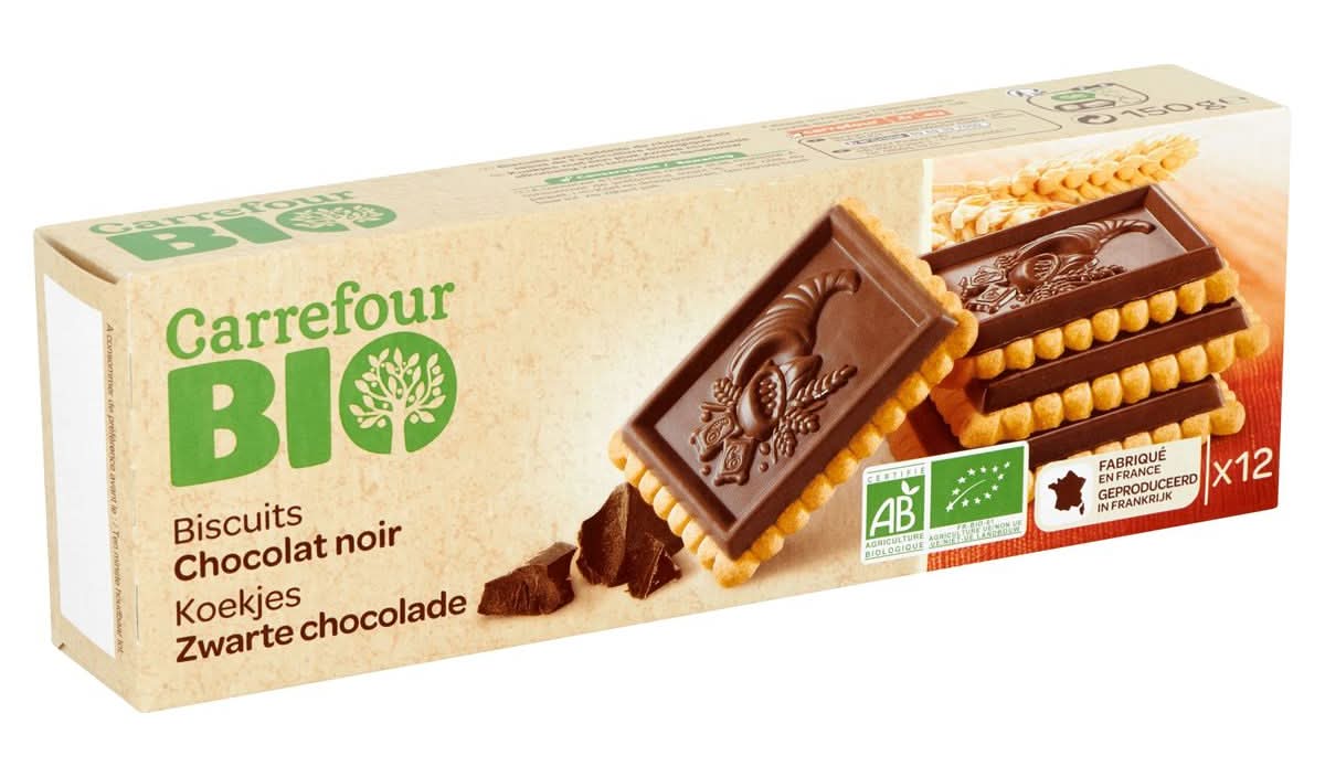 Carrefour Bio Biscuits Chocolat Noir 12 Pièces 150 g