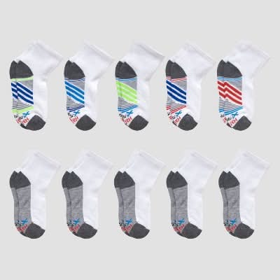 Hanes Boys' 10pk Premium Ankle Athletic Socks - White M
