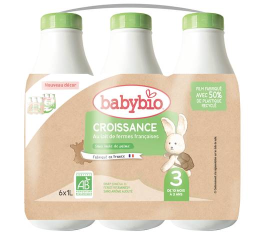 Babybio - Croissance lait de vache pour bébé 3ème âge (6 pièces, 1 L)