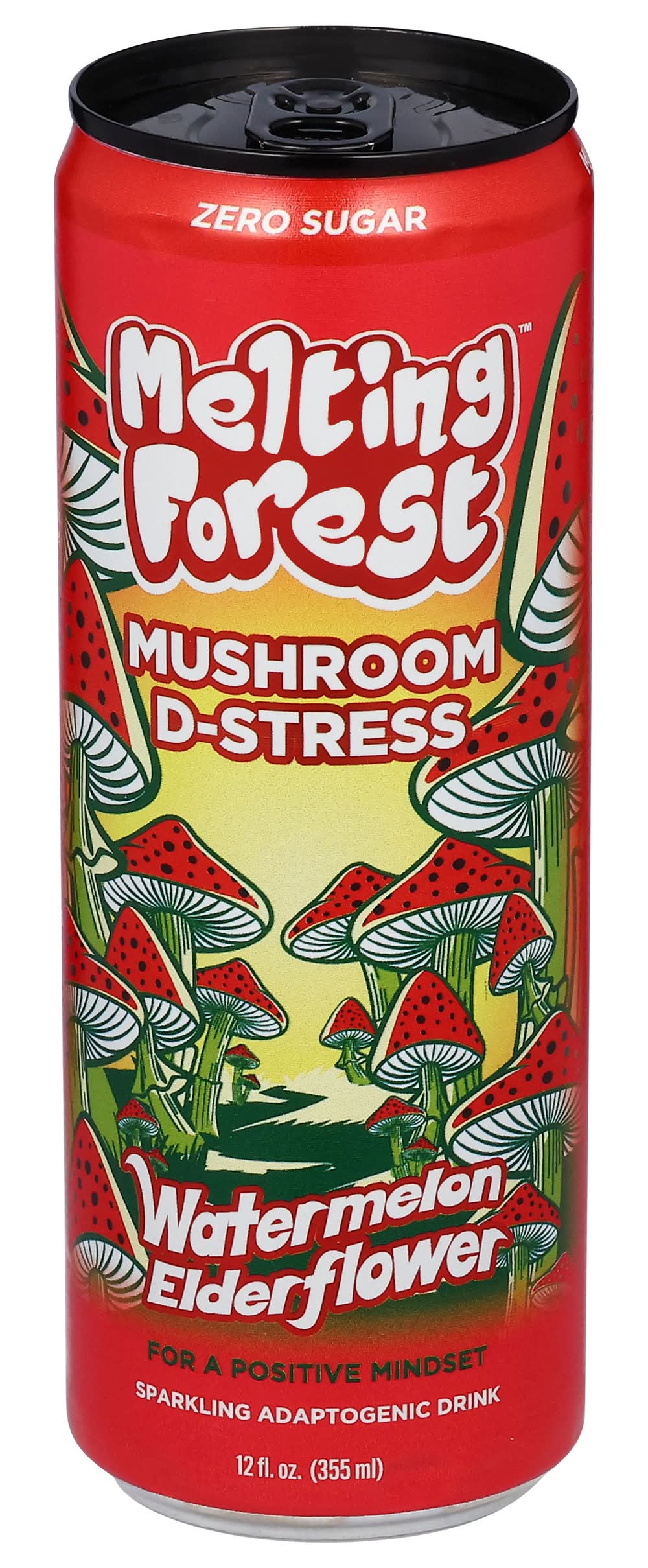 Melting Forest Mushroom D Stress Sparkling Drink, Watermelon Elderflower (12 fl oz)