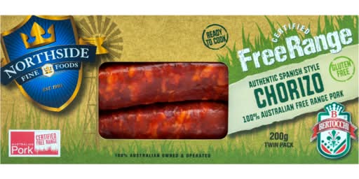 Northside Fine Foods Free Range Chorizo Gluten Free Twin pack (200g)