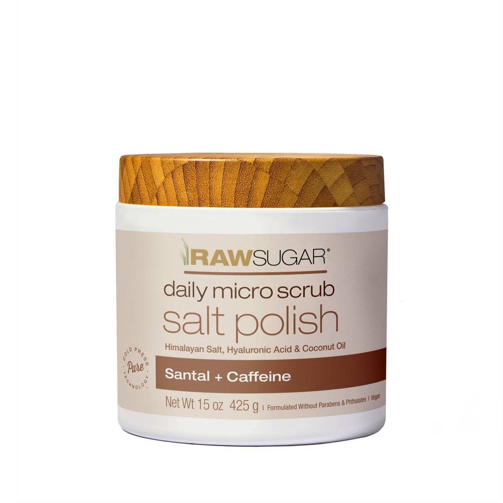 Raw Sugar Daily Micro Scrub Salt Polish Salt Polish, Santal + Caffeine