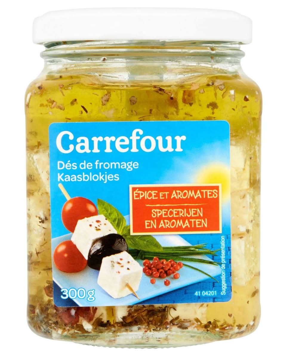 Carrefour - Dés de fromage dans l’huile, épices et aromates (300g)
