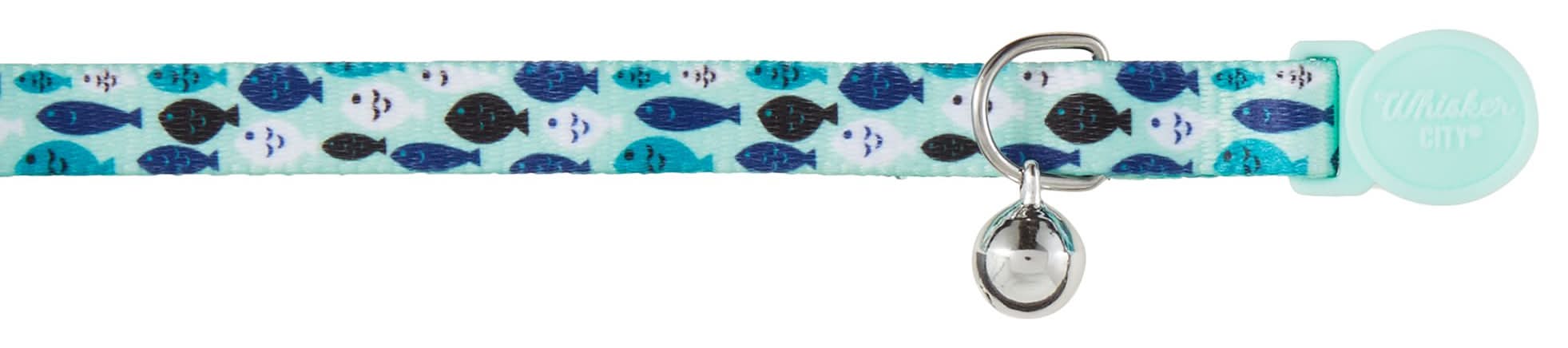 Whisker City® Fish Cat Collar, Easy Release Cat Collar, Breakaway Collar, Kitten, Light Blue (Color: Green, Size: Cat (Adult))
