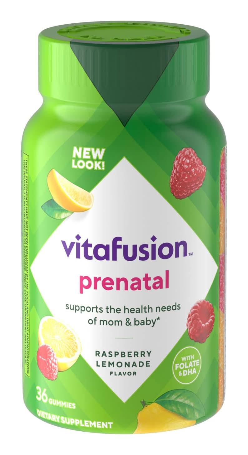 Vitafusion Prenatal Vitamins Gummies, Raspberry-Lemonade (36 ct)