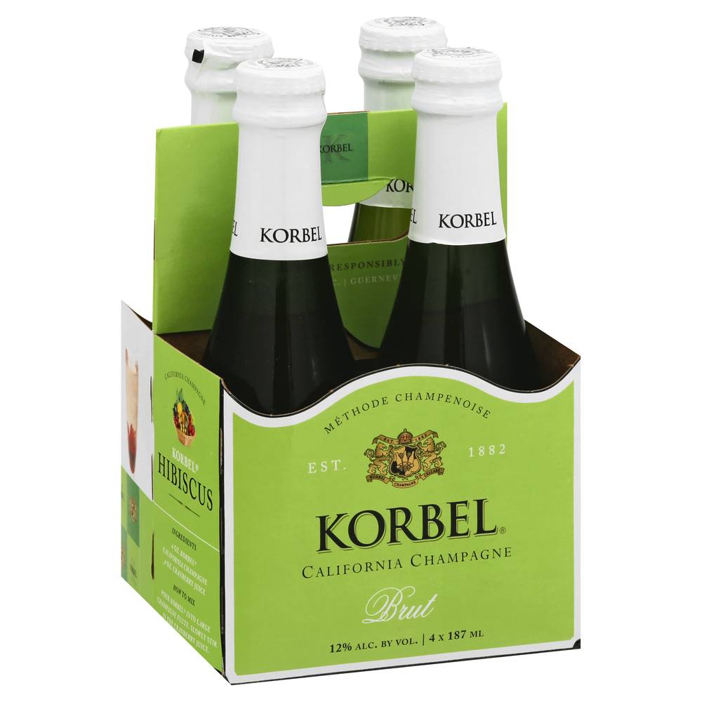 Korbel Brut California Champagne Wine (4 x 187 ml)