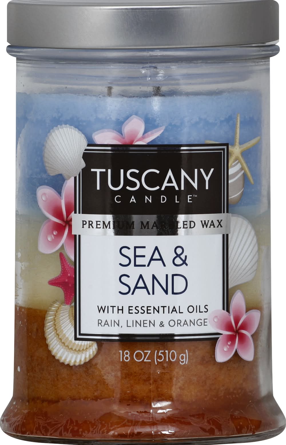 Tuscany Candle Premium Sea & Sand Marbled Wax, Rain-Linen-Orange (18 oz)