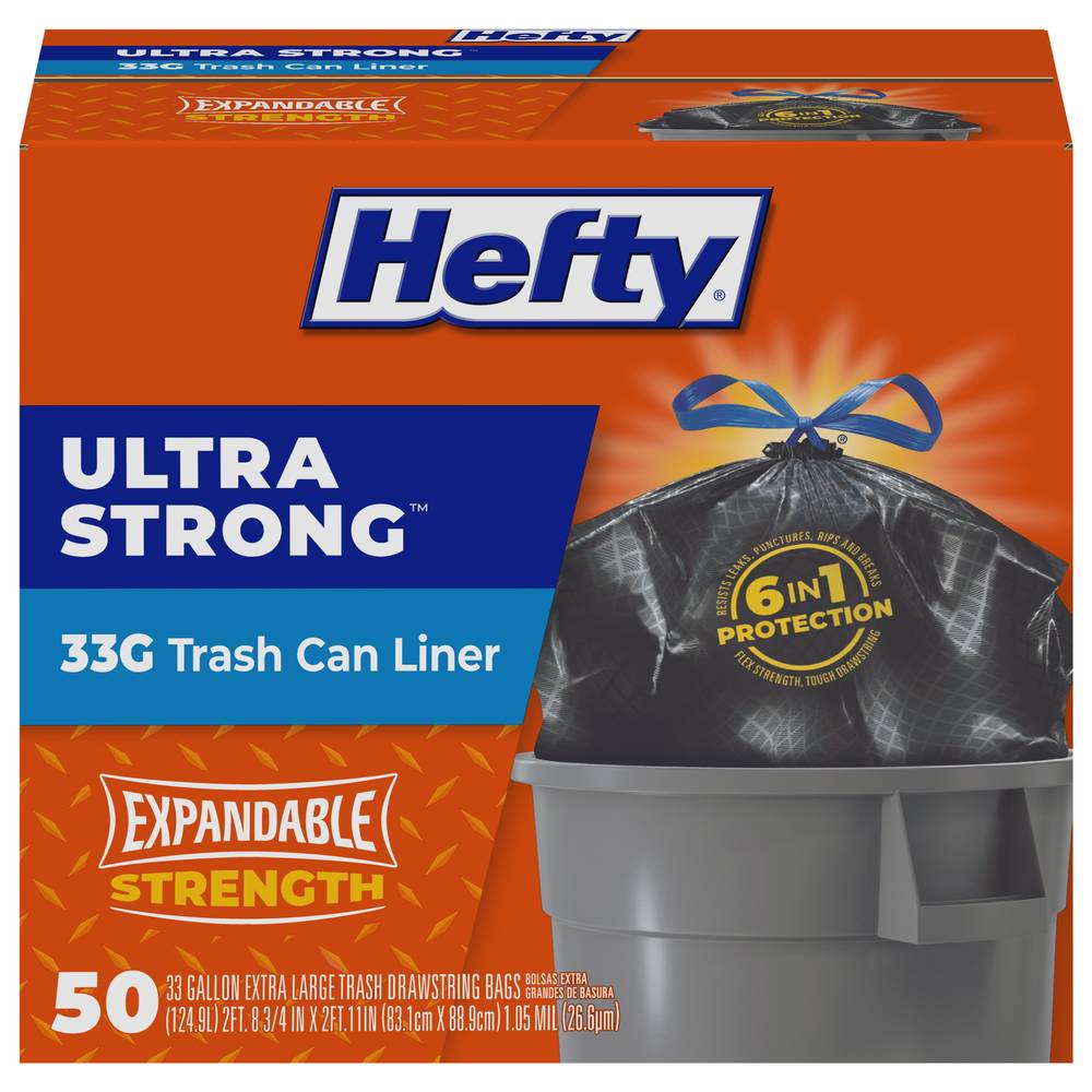 Hefty Ultra Strong 33 Gallon Extra Large Trash Drawstring