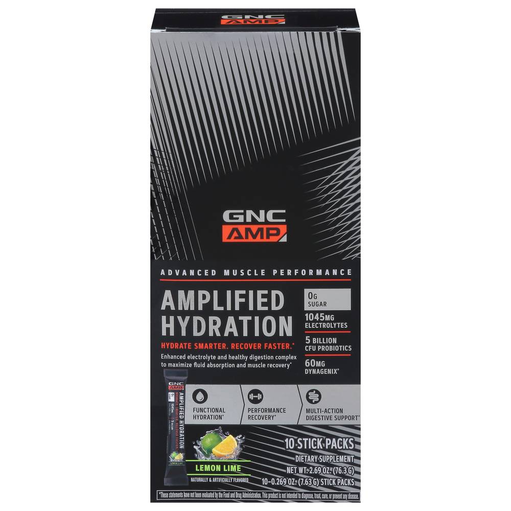 GNC Lemon Lime Amplified Hydration, Tropical Punch (0.27 oz, 10 ct)