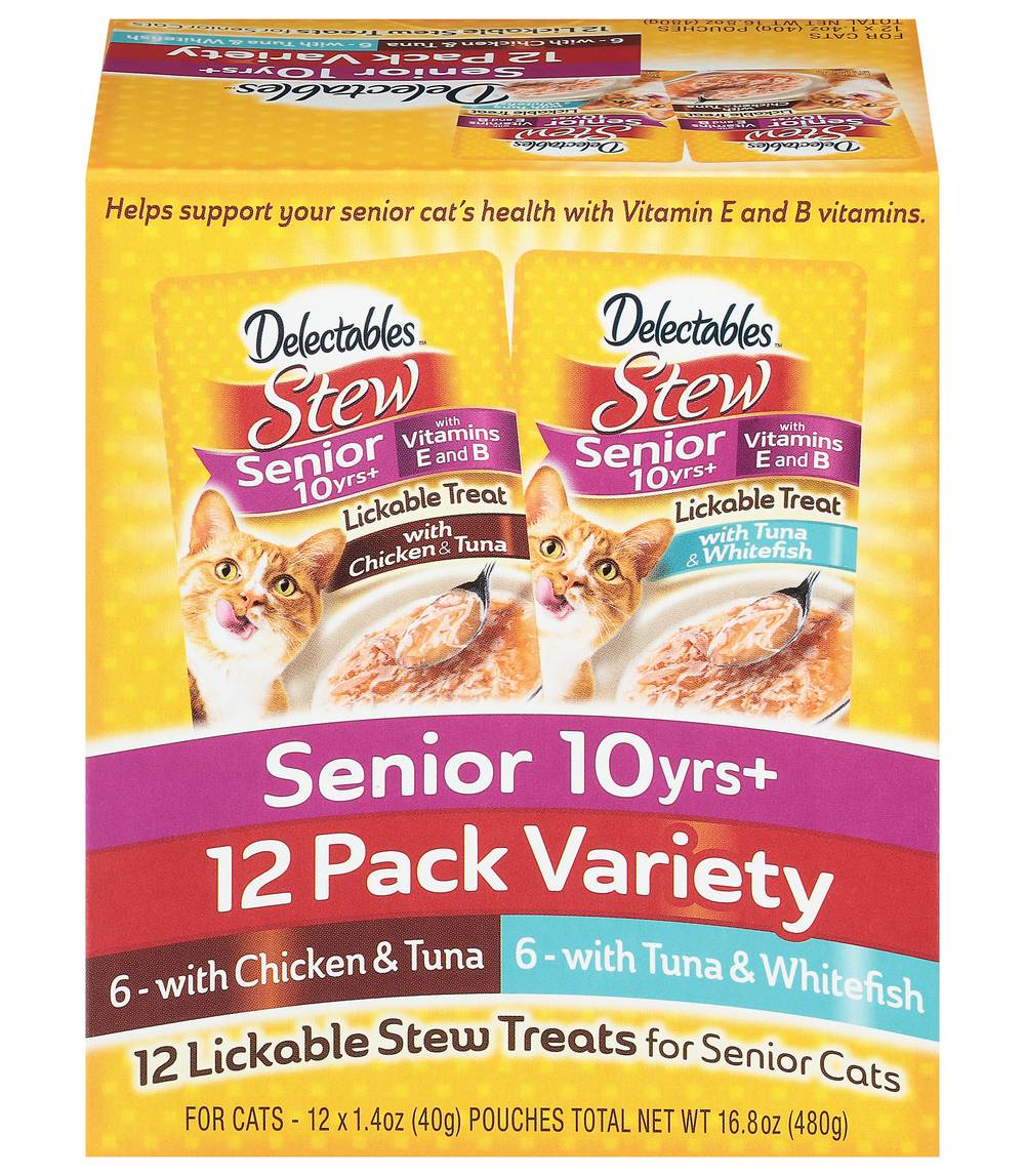 Delectables Lickable Stew Treats For Senior Cats, Assorted (12 x 1.4 oz)