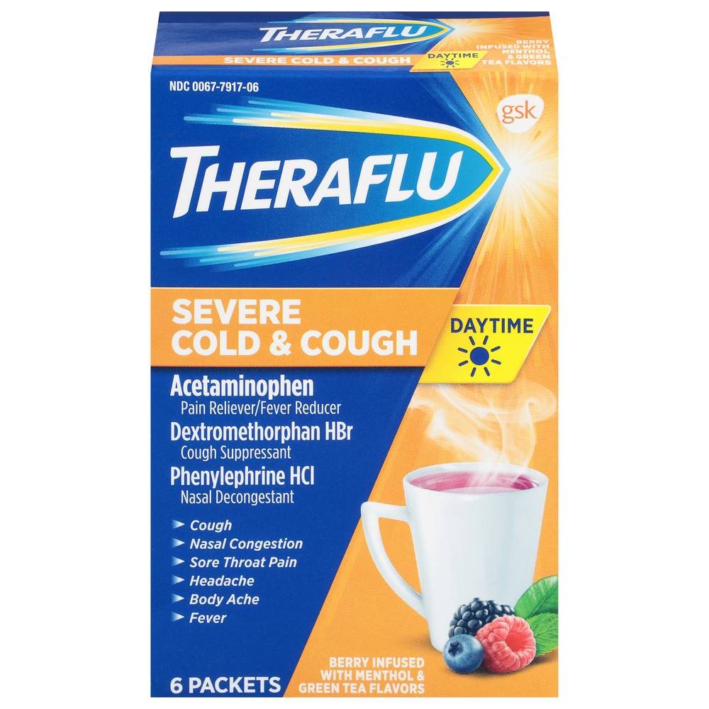 Theraflu Daytime Berry Severe Cold & Cough (berry burst) (6ct)