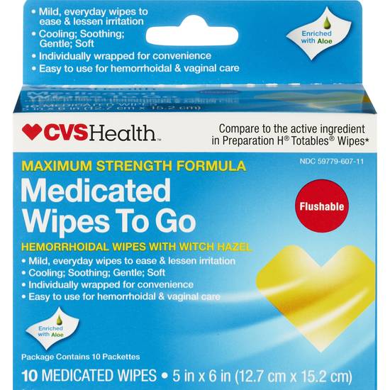 CVS Health Hemorrhoidal Medicated Wipes, 10 CT