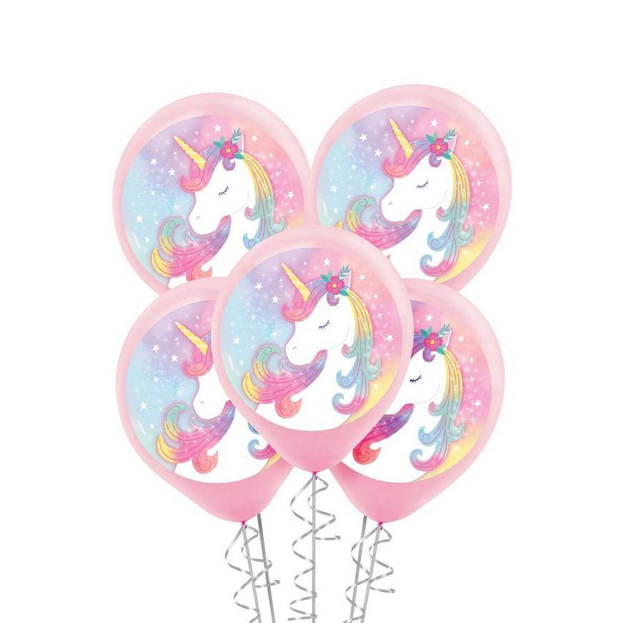 Uninflated 5ct, 12in, Enchanted Unicorn Latex Balloons