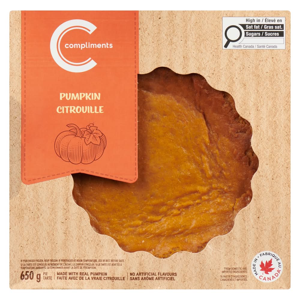 Compliments Frozen Pie, Pumpkin, 8 in (650 g)