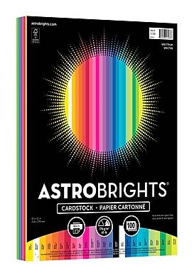 Astrobrights 65 lb. Cardstock Paper, 8.5 x 11, Spectrum Assortment, 100 Sheets/Ream (91398)