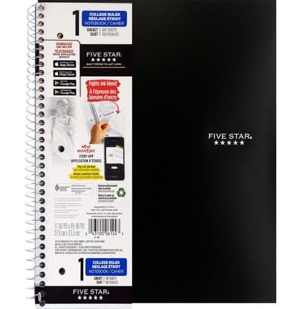 Five Star Notebook, 8.5x11 in, Black
